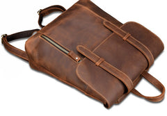 Cool Brown Leather Mens Backpack School Backpack Satchel Backpack for Men - iwalletsmen