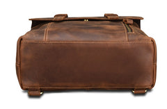 Cool Brown Leather Mens Backpack School Backpack Satchel Backpack for Men - iwalletsmen