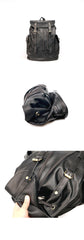 Cool Black Leather Mens Travel Large Backpack Work Handbag 16 inches Work Backpack For Men - iwalletsmen