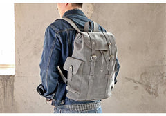 Cool Black Leather Mens Travel Large Backpack Work Handbag 16 inches Work Backpack For Men - iwalletsmen