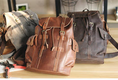 Cool Black Leather Mens Travel Large Backpack Work Handbag 16 inches Work Backpack For Men - iwalletsmen
