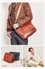 Casual Black Leather Mens Messenger Bag Side Bag Leather Brown Courier Bag For Men - iwalletsmen