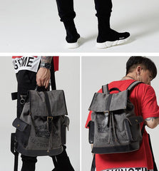 Fashion Canvas Leather Mens Backpack Computer Backpack Khaki Canvas Travel Backpack For Men - iwalletsmen