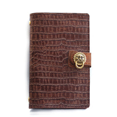 Creative Handmade Leather A6 Journal Travel Notepad Brown Notebook For Men - iwalletsmen