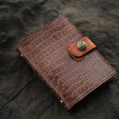 Brown Handmade Leather A7 Journal Travel Notepad Brown Notebook For Men - iwalletsmen