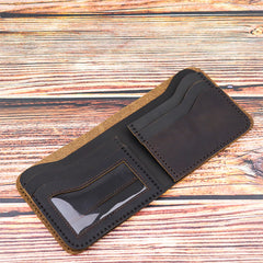 Vintage Dark Brown Leather Men's Small Wallet Bifold billfold Wallet For Men - iwalletsmen