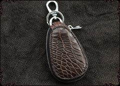 Crocodile Leather Mens Audi Volkswagen Toyota Car Key Case Car Key Holder with Belt Loop For Men - iwalletsmen