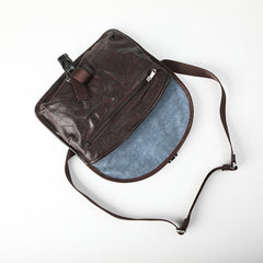 DISTRESSED BROWN LEATHER MEN'S Side BAG 10 inches MESSENGER BAG Leather Coffee Courier BAGs FOR MEN - iwalletsmen