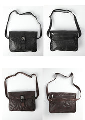 DISTRESSED BROWN LEATHER MEN'S Side BAG 10 inches MESSENGER BAG Leather Coffee Courier BAGs FOR MEN - iwalletsmen