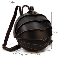 Dark Coffee Beetle Style Leather Men's Unique Backpack Hemisphere Travel Backpack College Backpack For Men - iwalletsmen