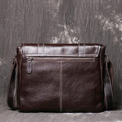 Dark Coffee Cool Leather 12 inches Small Satchel Messenger Bag Side Bag Brown Courier Bag For Men - iwalletsmen