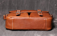Dark Coffee Cool Leather 12 inches Small Satchel Messenger Bag Side Bag Brown Courier Bag For Men - iwalletsmen