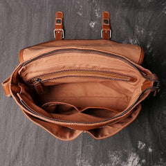 Dark Coffee Cool Leather 12 inches Small Satchel Messenger Bag Side Bag Brown Courier Bag For Men - iwalletsmen