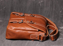 Dark Coffee Cool Leather 12 inches Small Satchel Messenger Bag Side Bag Brown Courier Bag For Men - iwalletsmen