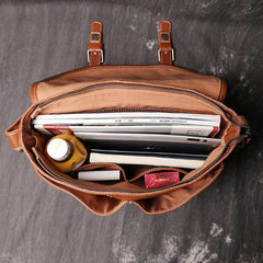 Dark Coffee Cool Leather 12 inches Small Satchel Messenger Bag Side Bag Brown Courier Bag For Men - iwalletsmen