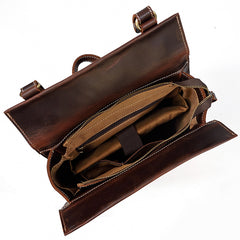 Dark Brown Mens Leather Satchel College Backpack Laptop Backpack Satchel Backpack for Men - iwalletsmen