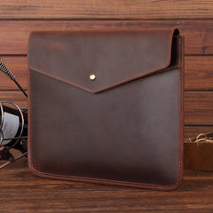 Black Coffee Envelope Bag Mens Leather Office Documents Bags A4 Paper File Pouch Clutch Bag