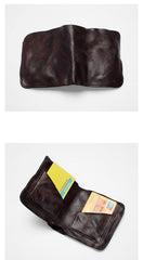 Dark Brown Handmade Leather Mens Bifold Small Wallet Brown billfold Wallet Card Wallet For Men - iwalletsmen