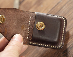 Dark Brown Handmade Leather Mens Armor Zippo Lighter Cases With Belt Loop Zippo Armor Lighter Holders For Men - iwalletsmen