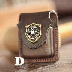 Dark Brown Handmade Leather Mens Armor Zippo Lighter Cases With Belt Loop Zippo Armor Lighter Holders For Men - iwalletsmen