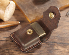 Dark Brown Handmade Leather Mens Armor Zippo Lighter Cases With Belt Loop Zippo Armor Lighter Holders For Men - iwalletsmen