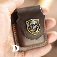 Dark Brown Handmade Leather Mens Armor Zippo Lighter Cases With Belt Loop Zippo Armor Lighter Holders For Men - iwalletsmen