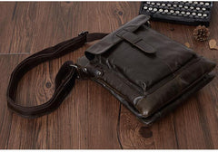 Dark Coffee LEATHER MENS Ipad Vertical SIDE BAG COURIER BAG Small Vertical MESSENGER BAG FOR MEN - iwalletsmen