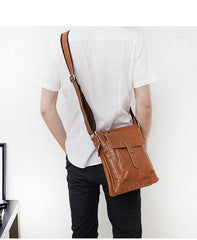 Dark Coffee LEATHER MENS Ipad Vertical SIDE BAG COURIER BAG Small Vertical MESSENGER BAG FOR MEN - iwalletsmen