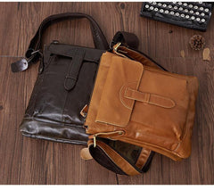 Dark Coffee LEATHER MENS Ipad Vertical SIDE BAG COURIER BAG Small Vertical MESSENGER BAG FOR MEN - iwalletsmen