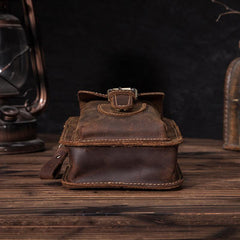 Brown LEATHER MEN'S Phone Holster Small Belt Pouch Mini Waist Bag Vertical Phone Holster FOR MEN - iwalletsmen