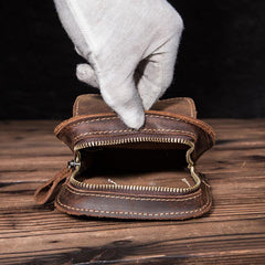 Brown LEATHER MEN'S Phone Holster Small Belt Pouch Mini Waist Bag Vertical Phone Holster FOR MEN - iwalletsmen