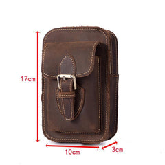 Brown LEATHER MEN'S Phone Holster Small Belt Pouch Mini Waist Bag Vertical Phone Holster FOR MEN - iwalletsmen