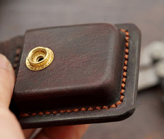 Skull Brown Leather Mens S.T.Dupont Lighter Cases Ronson Lighter Holder For Men - iwalletsmen