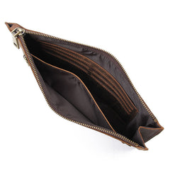 Vintage Coffee Leather Mens Wristlet Wallet Purse Zipper Clutch Wallet For Men - iwalletsmen