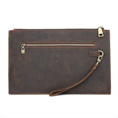 Vintage Coffee Leather Mens Wristlet Wallet Purse Zipper Clutch Wallet For Men - iwalletsmen