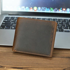 Bifold Leather Mens Slim Wallet Small Wallet billfold Wallet Front Pocket Wallet for Men - iwalletsmen