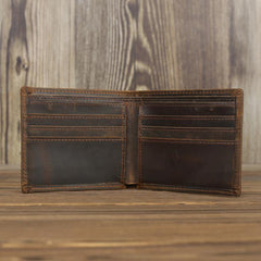 Bifold Leather Mens Slim Wallet Small Wallet billfold Wallet Front Pocket Wallet for Men - iwalletsmen