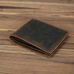 Bifold Leather Mens Slim Wallet Small Wallet billfold Wallet Front Pocket Wallet for Men - iwalletsmen