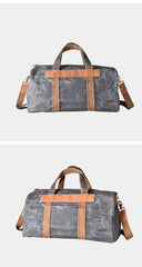 Gray Canvas Mens Travel Bag Weekender Bag Duffle Bag Large Canvas Weekender Bag for Men - iwalletsmen
