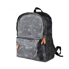 Gray Waxed Canvas Mens Laptop Backpack College Backpack Gray Canvas Travel Backpack for Men - iwalletsmen