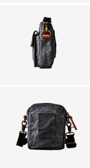 Gray Cool Canvas Mens Mini Vertical Waist Bag Belt Pouch Messenger Bags Side Bag for Men - iwalletsmen