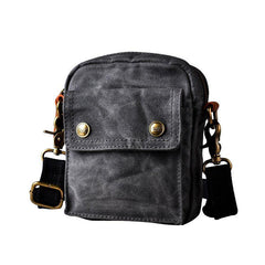 Gray Cool Canvas Mens Mini Vertical Waist Bag Belt Pouch Messenger Bags Side Bag for Men - iwalletsmen