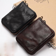 Dark Gray Handmade Leather Mens Small Wallet billfold Wallet Card Wallet For Men - iwalletsmen