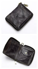 Dark Gray Handmade Leather Mens Small Wallet billfold Wallet Card Wallet For Men - iwalletsmen