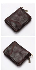 Dark Gray Handmade Leather Mens Small Wallet billfold Wallet Card Wallet For Men - iwalletsmen