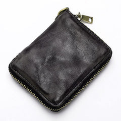 Dark Gray Handmade Leather Mens Small Wallet billfold Wallet Card Wallet For Men - iwalletsmen