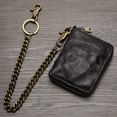 Dark Gray Handmade Leather Mens Small Wallet billfold Wallet Card Wallet For Men - iwalletsmen