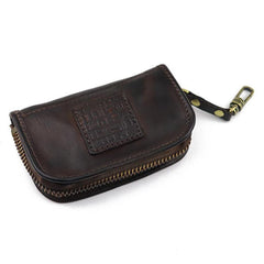 Black Leather Men's Key Holders Wallet Car Keys Wallet Brown Zipper Key Wallets For Men - iwalletsmen