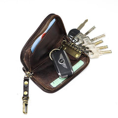 Black Leather Men's Key Holders Wallet Car Keys Wallet Brown Zipper Key Wallets For Men - iwalletsmen