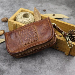 Black Leather Men's Key Holders Wallet Car Keys Wallet Brown Zipper Key Wallets For Men - iwalletsmen